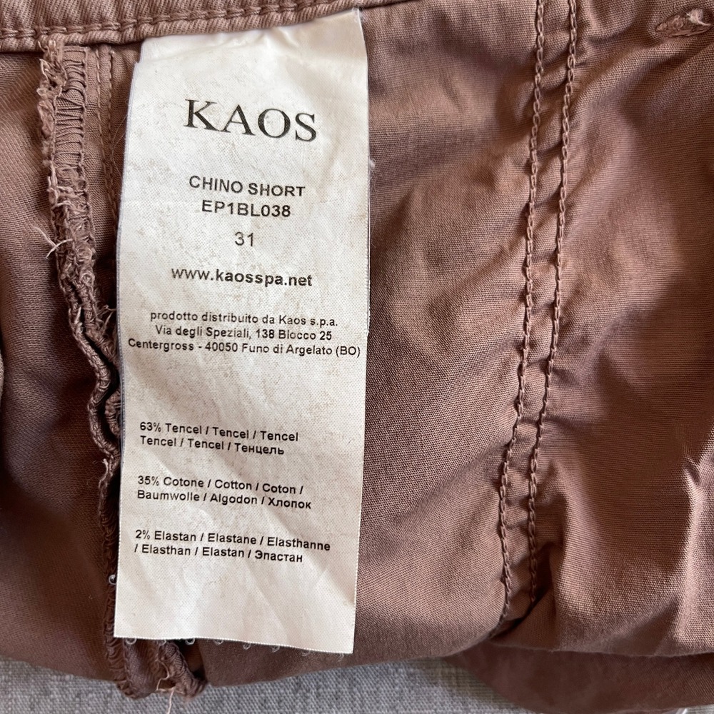 KAOS Jeans Chino Stretch Short 3" Women Size 31 Mauvey Camel Tan Made in Italy - Picture 7 of 9